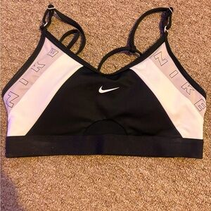 Nike Women's Black and Cream Sports Bra